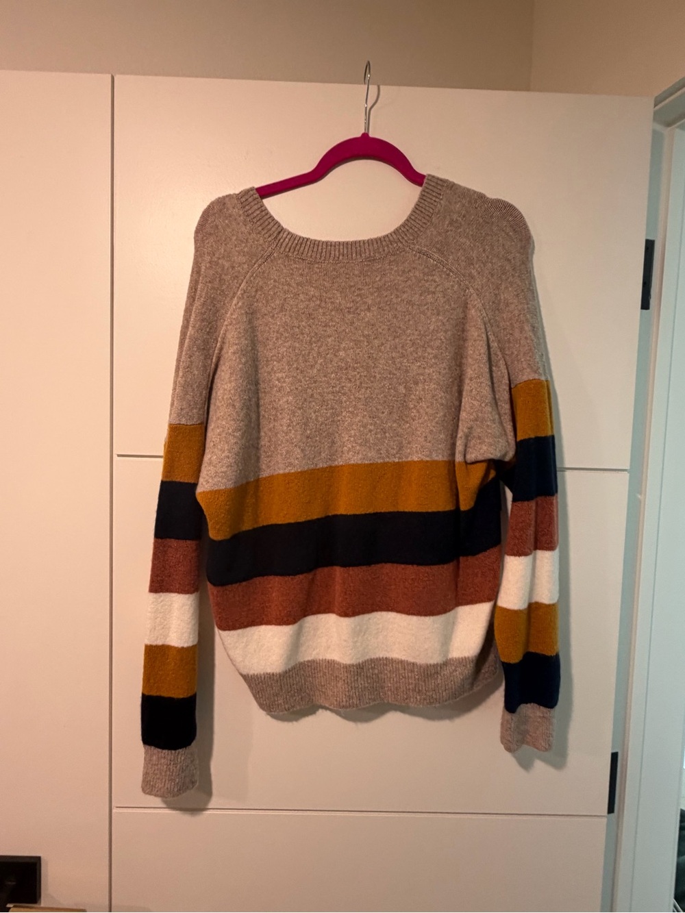 Madewell Taupe Striped Button-Front Cardigan with Pockets - Picture 2 of 3